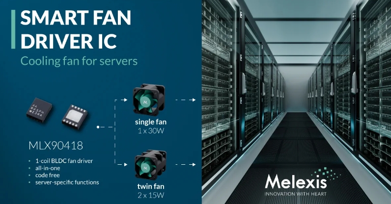 Melexis unveils MLX90418:cools servers with a code-free 1-coil fan driver